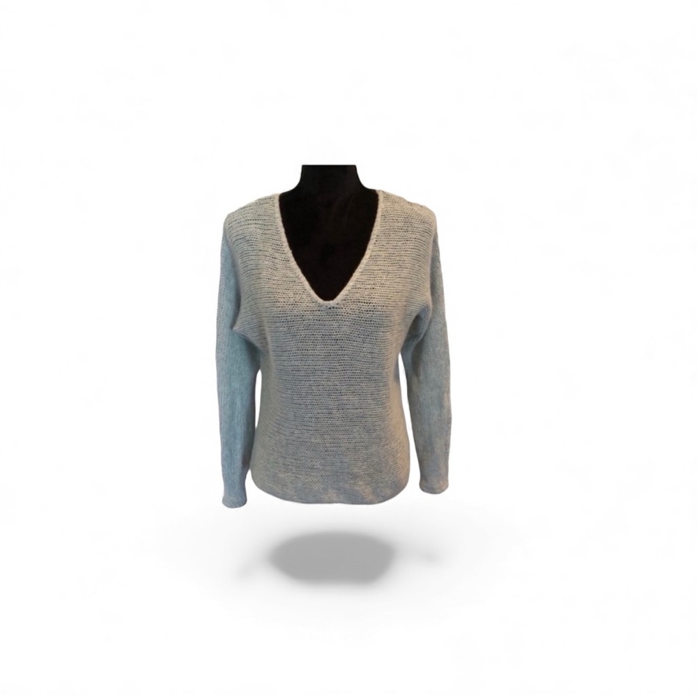 360 cashmere contemporary v neck long sleeve pullover knit sweater size medium